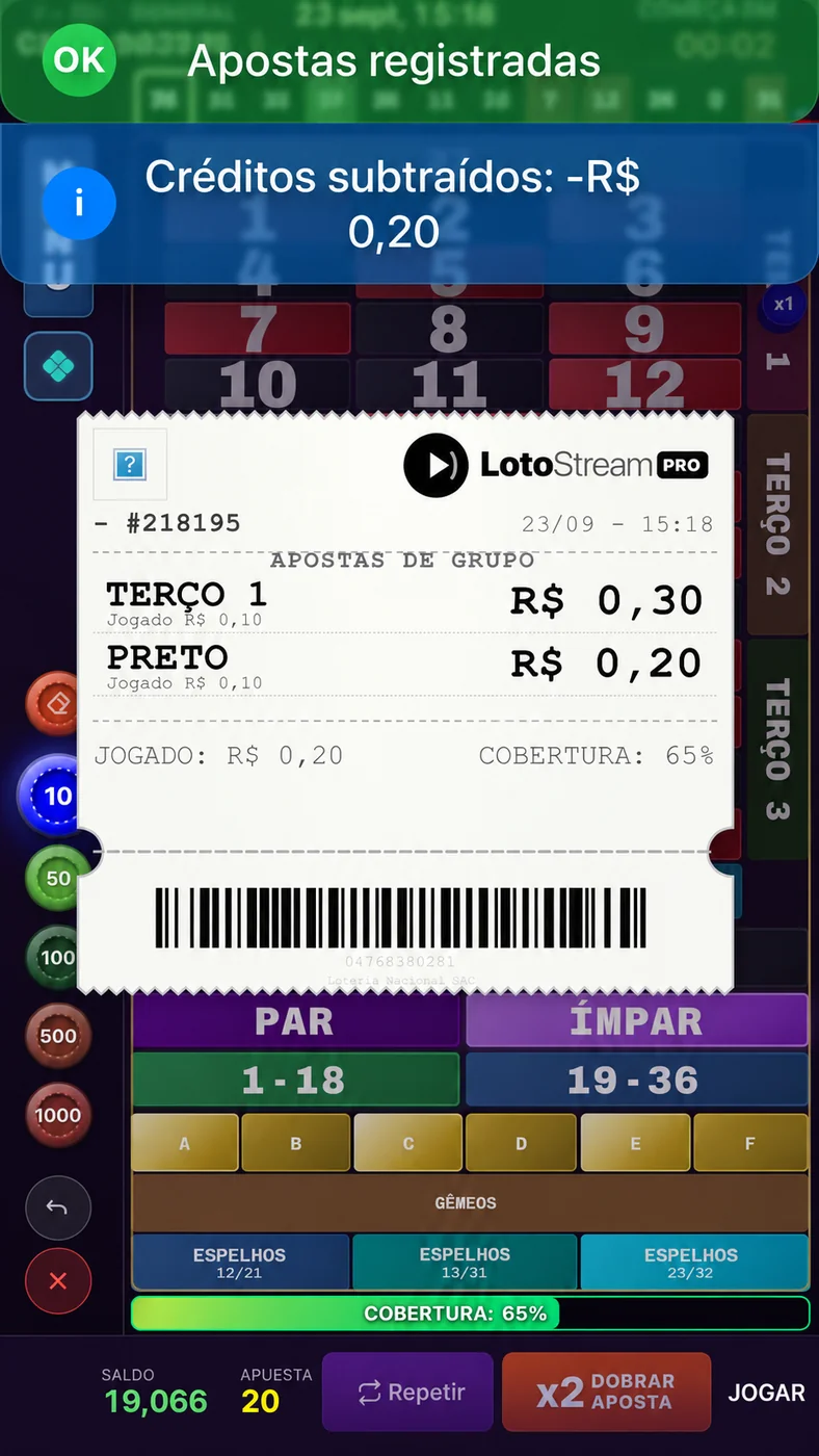 Roleta Nacional — tela 3