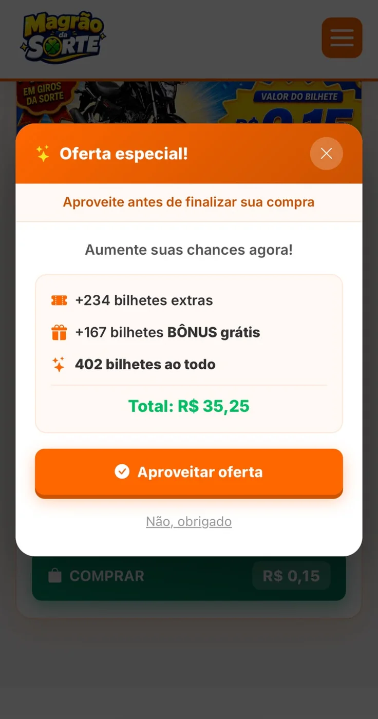 Sorteios Filantrópicos — tela 3